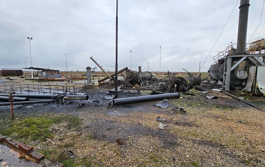 Damages to Zarbeh oil plant in Tirbespiyê, north of Syria after a missile attack by Turkish forces. Photo taken on January 15, 2024.
